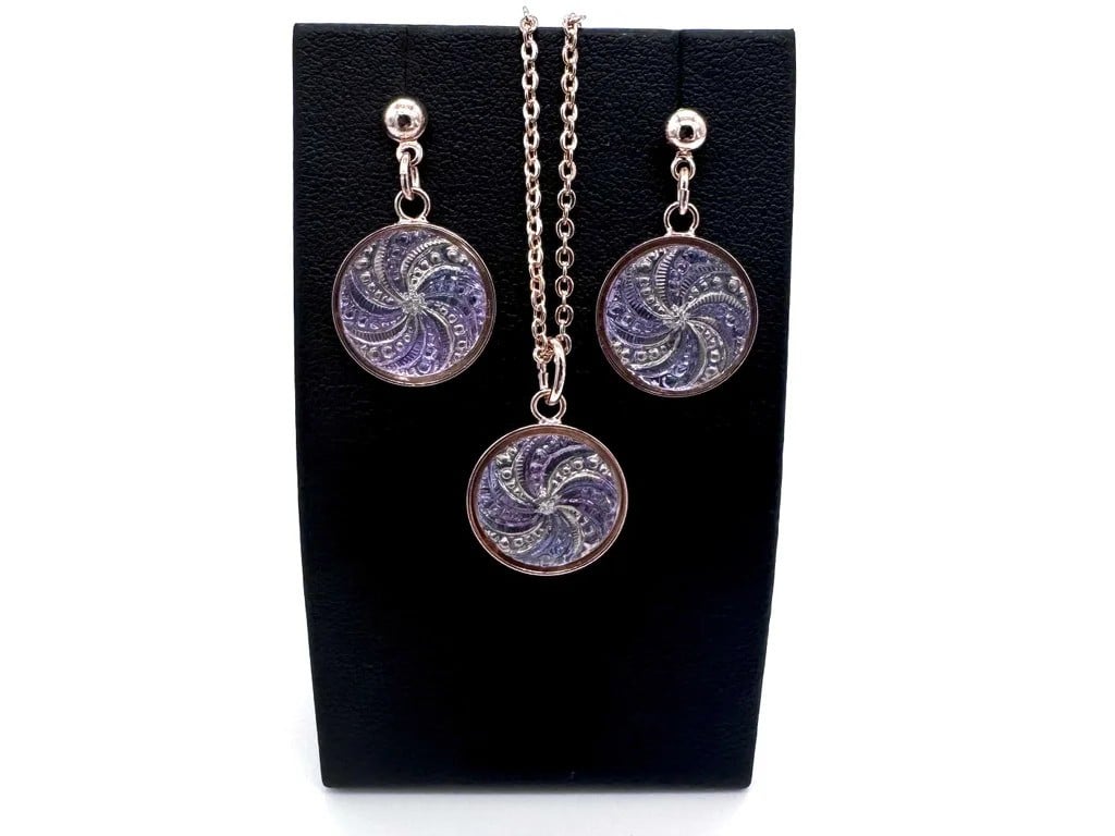 Set náušnice s náhrdelníkem se skleněným knoflíčkem Pavril od Skleněný knoflík
