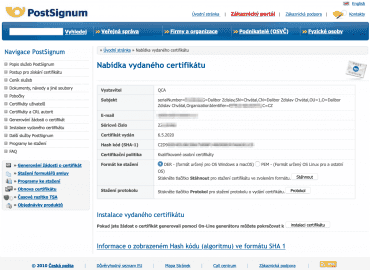Kvalifikovaný certifikát, lidově elektronický podpis. Proces vyzvednutí přes web České pošty.