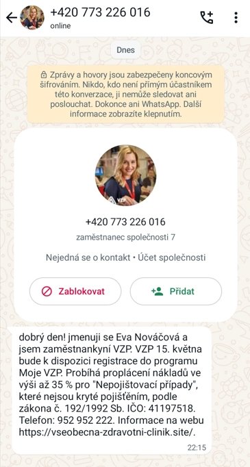 Falešná zpráva chodí do aplikace WhatsApp
