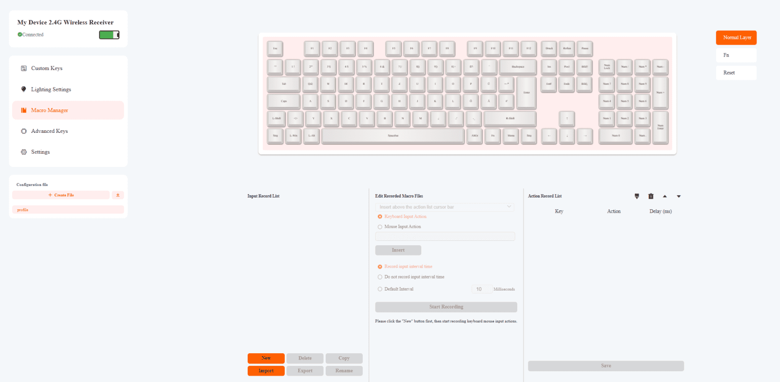 Online software herní klávesnice Epomaker TH108 PRO