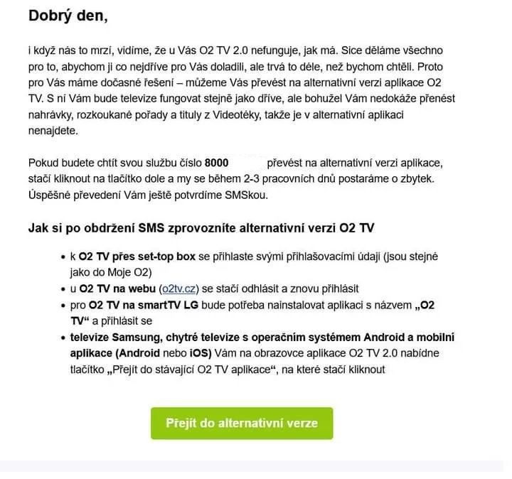 O2 TV neveřejně zkoušela alternativní verzi.