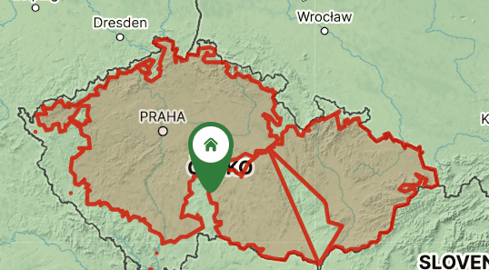 Rozvozová mapa online supermarketu Rohlik.cz.
