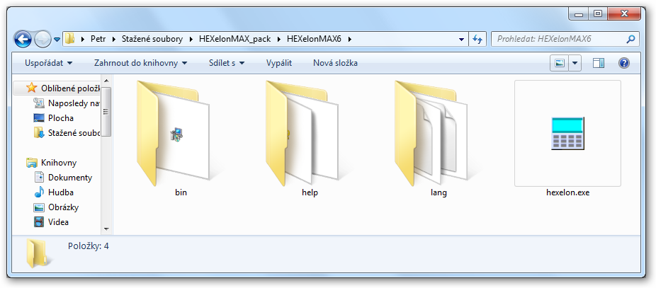 Obsah staženého ZIP archivu.
