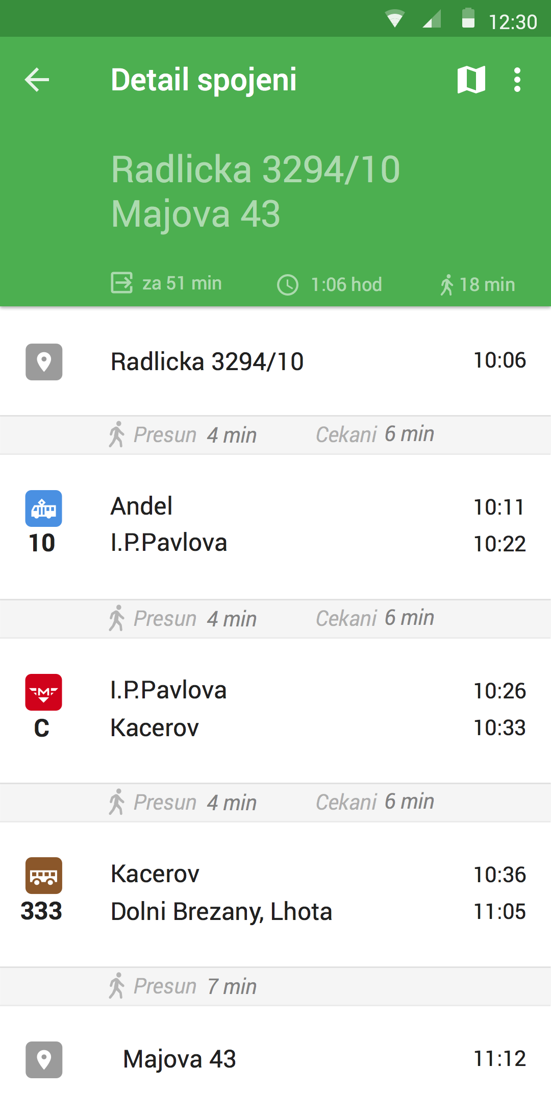 Nový vzhled aplikace Pubtran pro Android
