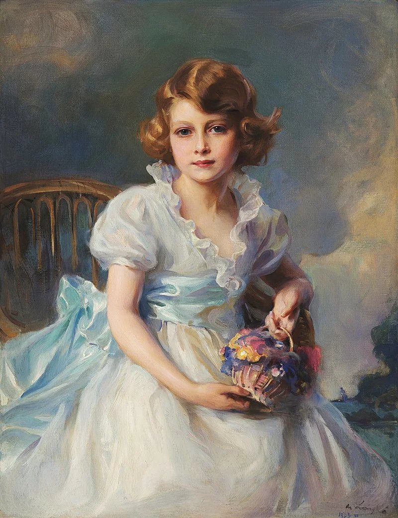 Princezna Alžběta ve věku sedmi let, portrét od Philipa de László z roku 1933