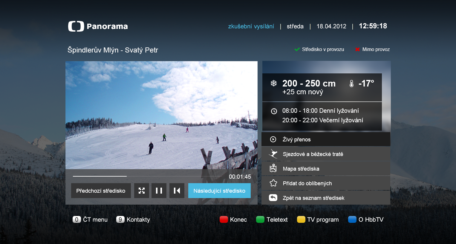 Aplikace Panorama v hybridním vysílání České televize