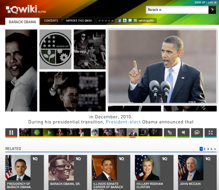 Informace o Baracku Obamovi jsou obsáhlejší a multimediálnější. 