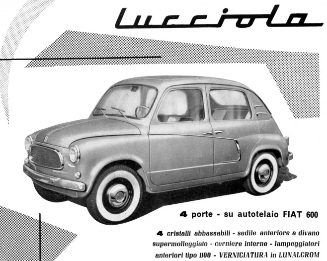 Autor: Archiv Svatopluka Jíchy, se svolením Provedení Luciola z dílny Francise Lombardiho překvapí netradičním otvíráním dveří, známým třeba z Lancií Appia nebo Lincolnů Continental, zatímco zadní sloupek budí poněkud rozporuplné pocity