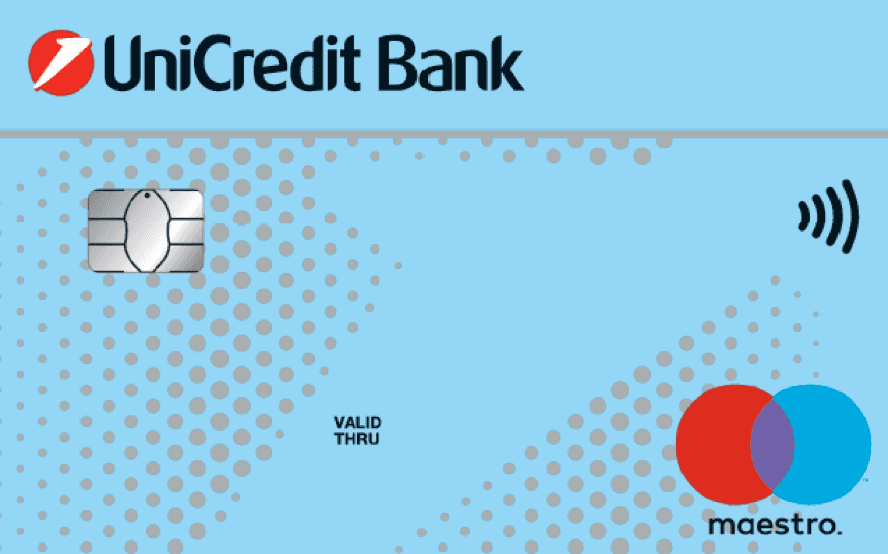 Debetní karta Maestro od UniCredit Bank vydávaná na Slovensku (04/2019)