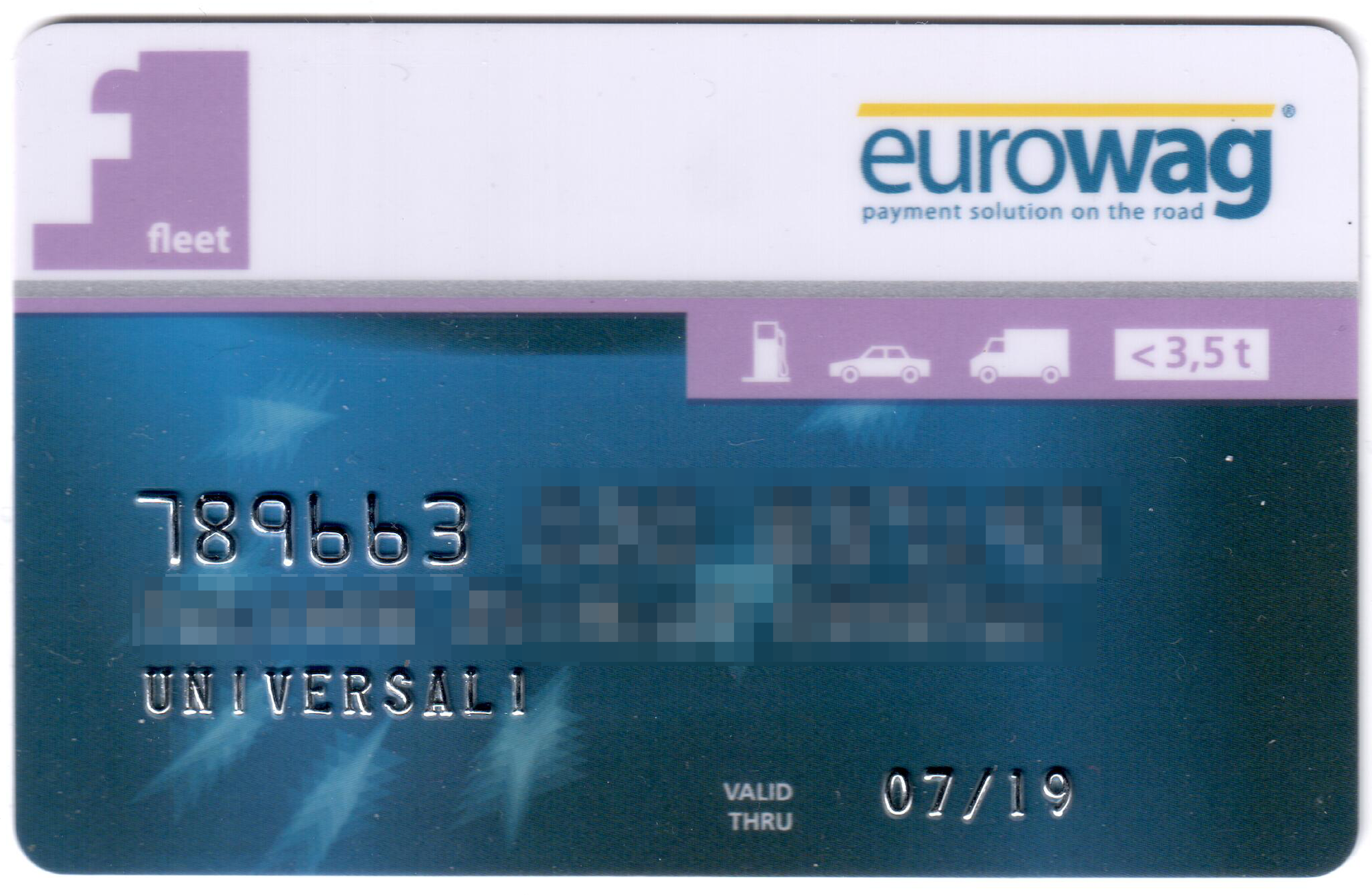Palivová tankovací karta společnosti W.A.G. payment solutions. (07/2017)