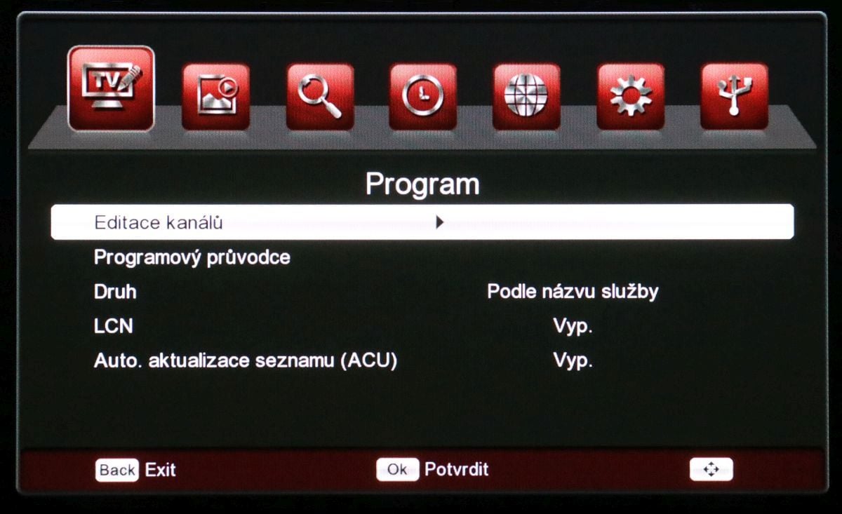 Ferguson Ariva T265 - menu nastavení