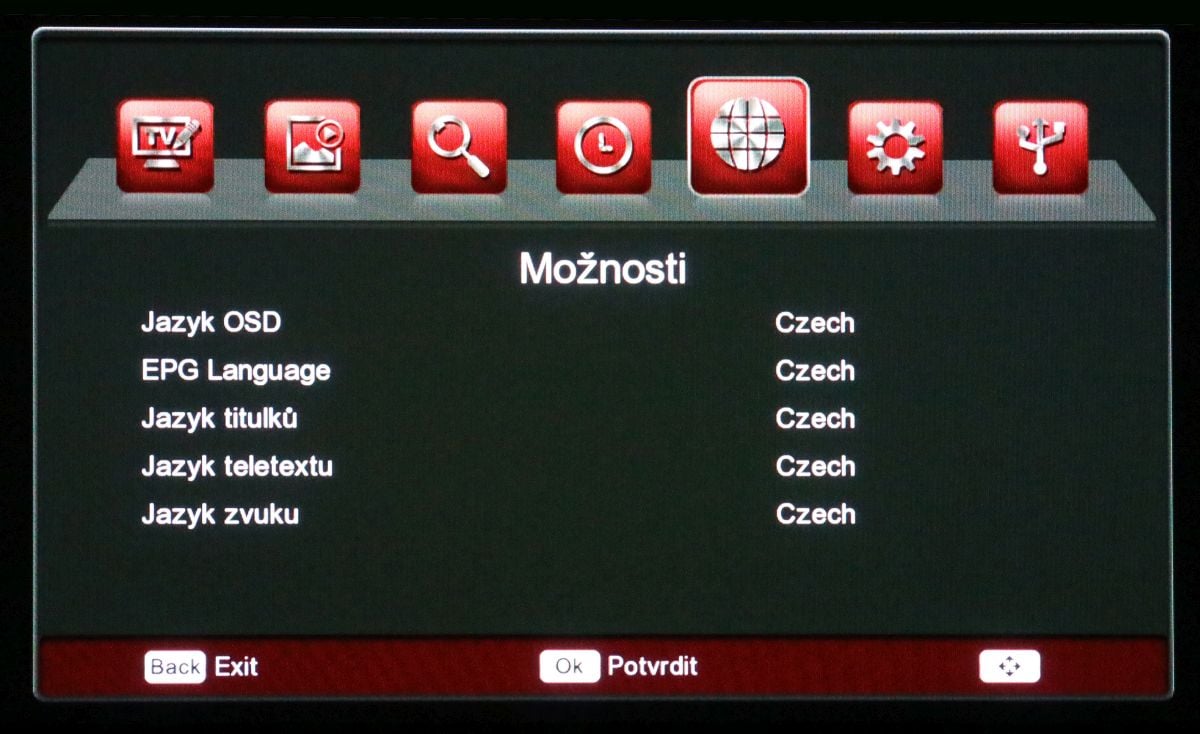 Ferguson Ariva T265 - menu nastavení