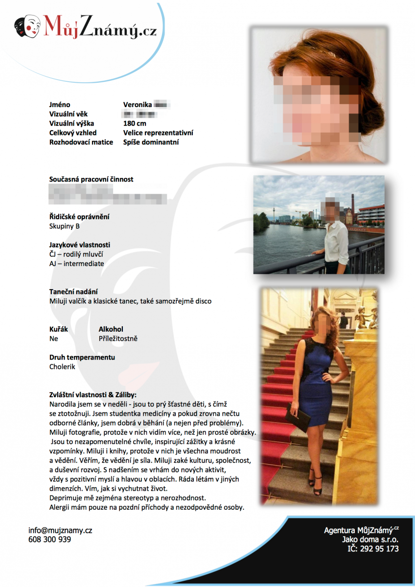 Profil Veroniky zaslaný v PDF.