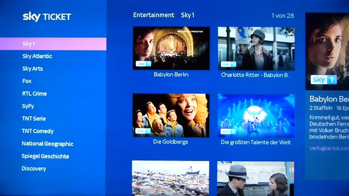 Sky Ticket – prostředí, balíček Entertainment, Sky Kids