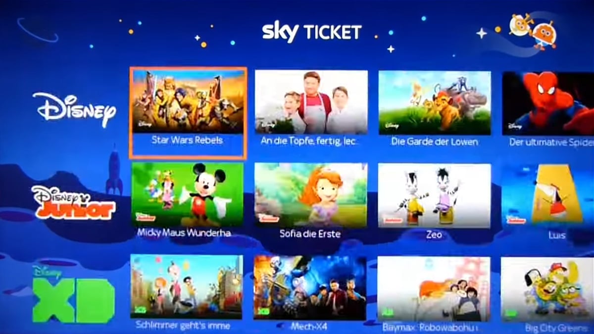 Sky Ticket – prostředí, balíček Entertainment, Sky Kids