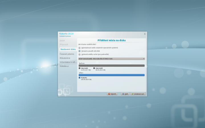 Kubuntu 10.10 - instalace