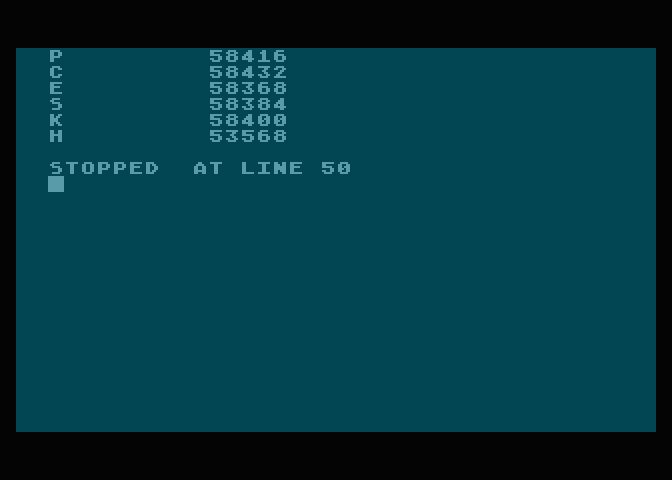 Výpis tabulky se zařízeními v případě emulovaného Atari (bez emulátoru bude pravděpodobně chybět zařízení H:).