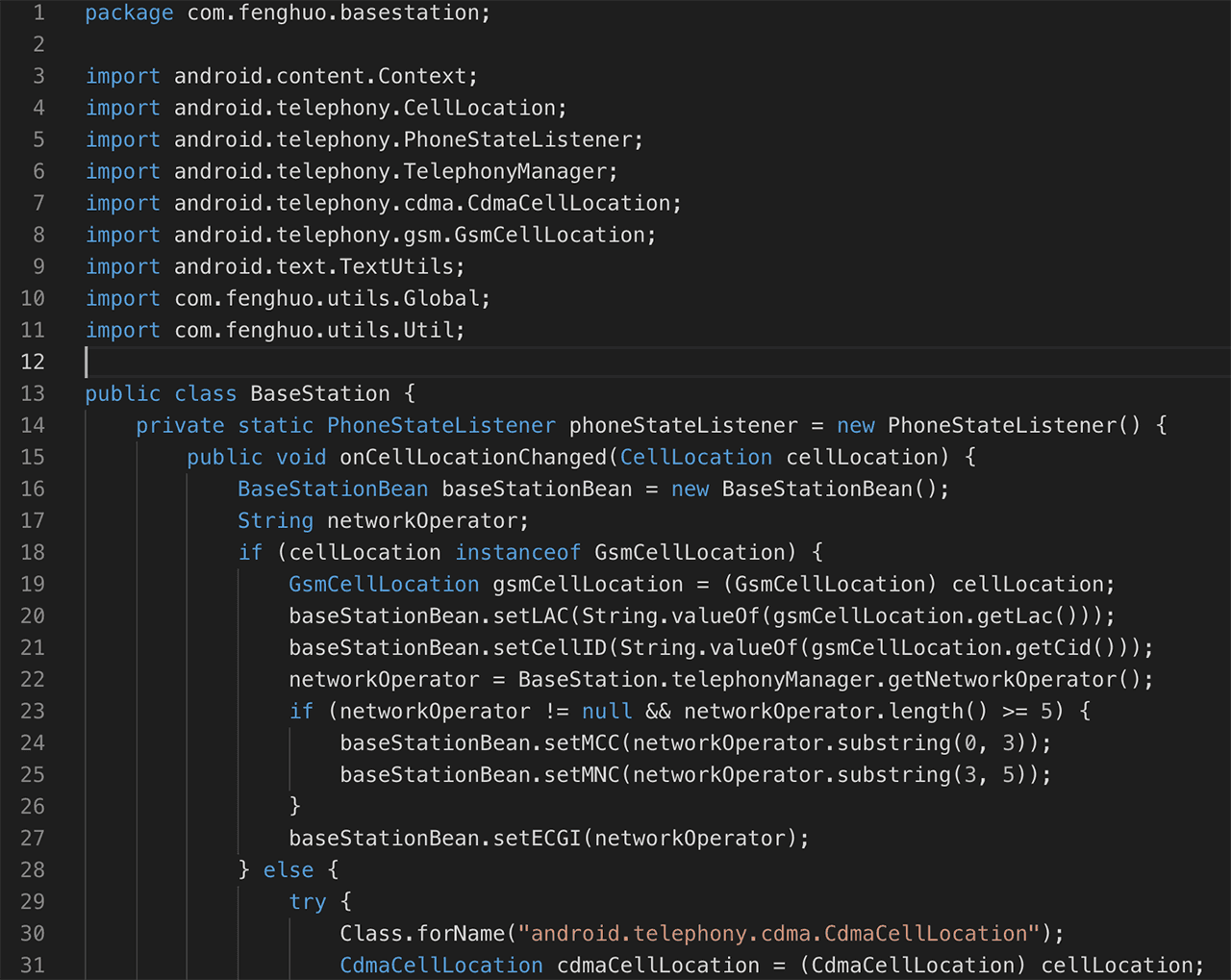 Ukázka zdrojového kódu čínské sledovací aplikace pro Android