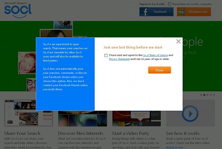 Ještě než začnete objevovat zákoutí experimentální sociální sítě, je třeba potvrdit, že je vám více než 18 let a přečetli jste si všeobecné podmínky a zásady ochrany soukromí.