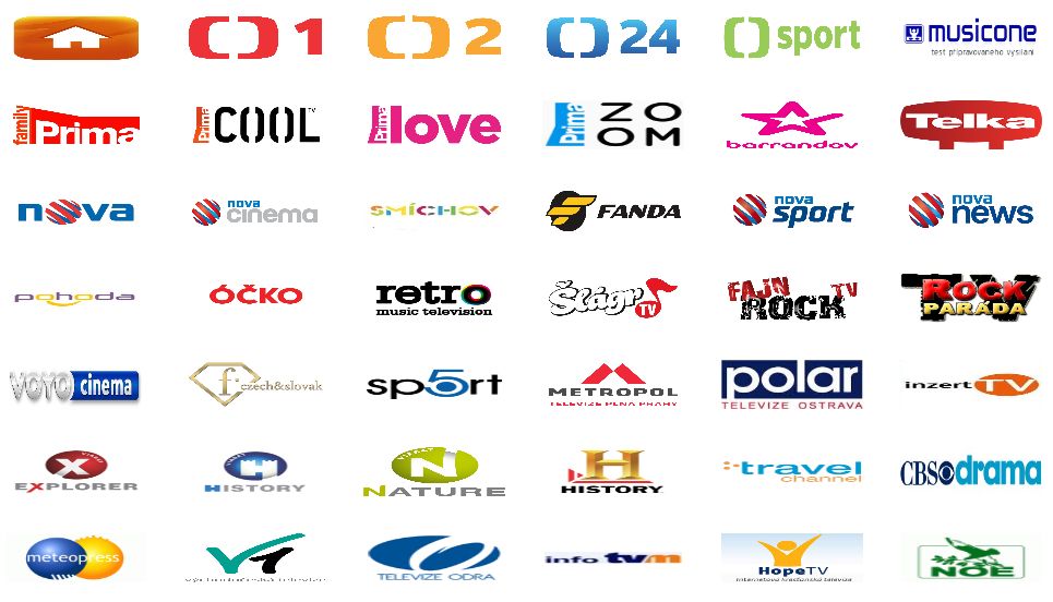 Seznam stanic, které lze sledovat po navštívení stránek http://televizeonline.jecool.net/