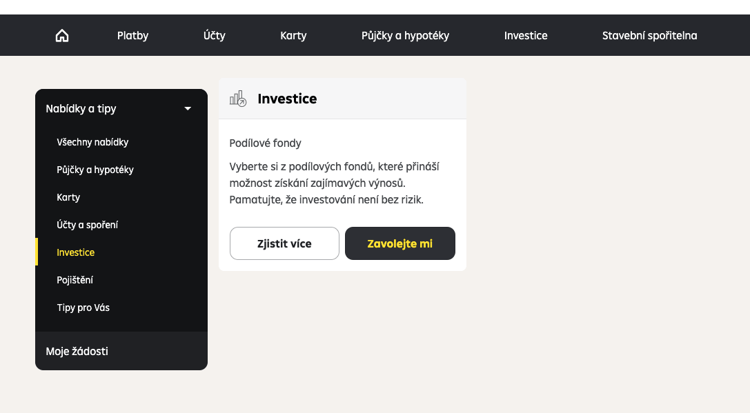 Raiffeisenbank. Pravidelné investice přímo z prostředí internetového bankovnictví nefungují, musíte použít speciální aplikaci Raiffeisen Investice, nebo RBroker. (07/2025)