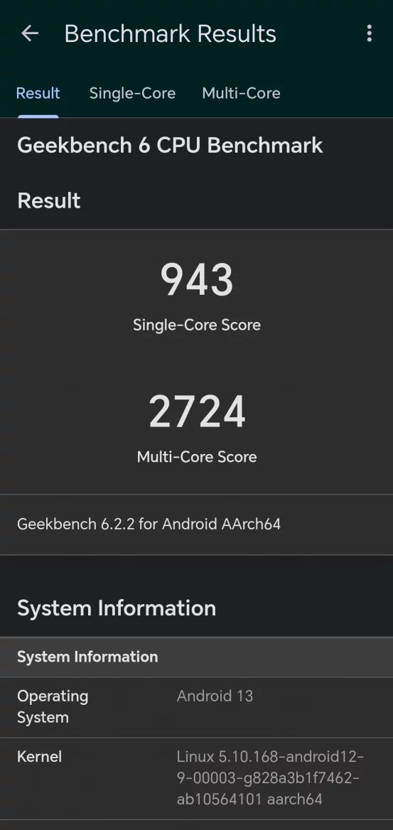 Výsledky benchmarku Geekbench 6