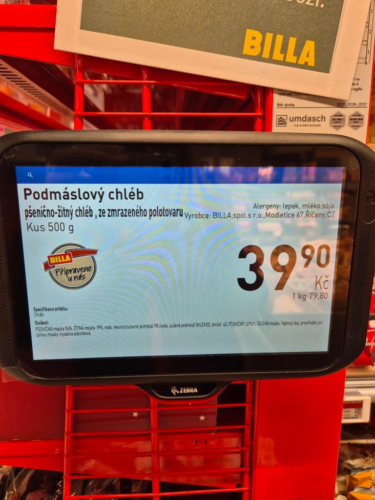 Billa složení nebaleného pečiva