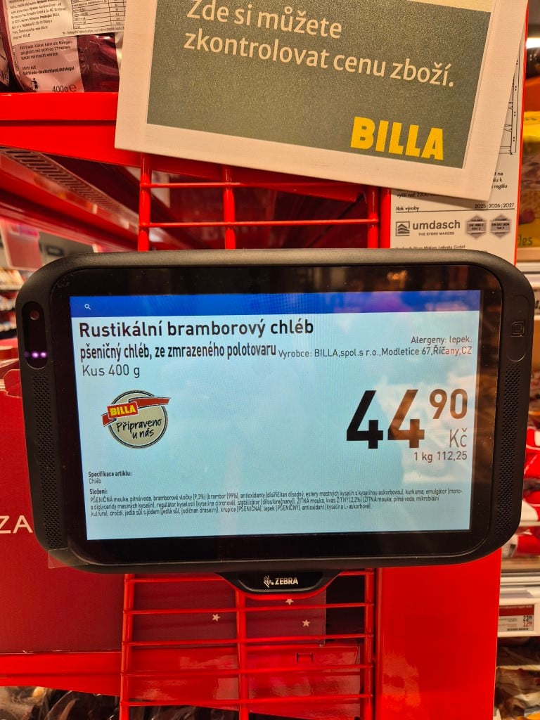 Billa složení nebaleného pečiva