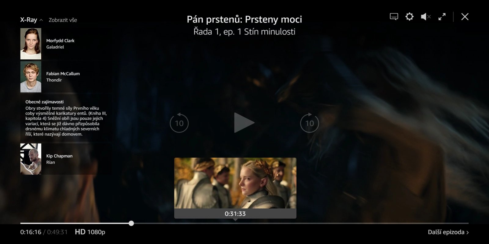 Funkce X-Ray v Amazon Prime Video