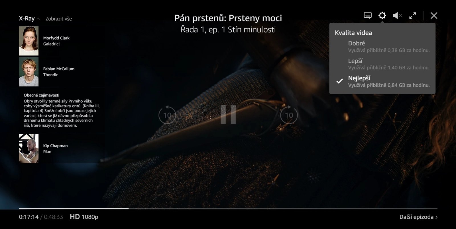Funkce X-Ray v Amazon Prime Video