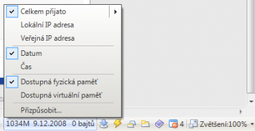 <p>Stavový řádek zvládá ukazovat zajímavá data</p>