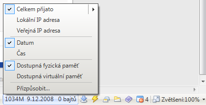 <p>Stavový řádek zvládá ukazovat zajímavá data</p>