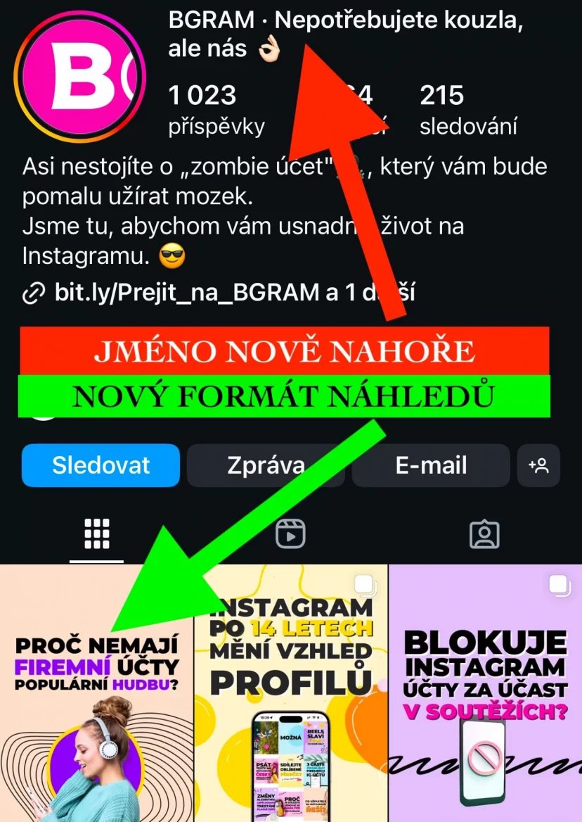 Náhled nového profilu IG