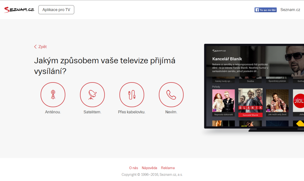 Seznam.cz v DVB-T - spuštěné webové stránky "Jak naladit"