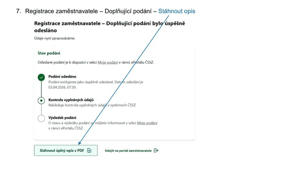 Registrace zaměstnavatele - krok 7