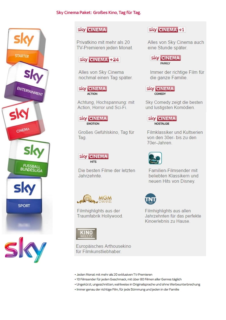 Sky Deutschland - programová nabídka