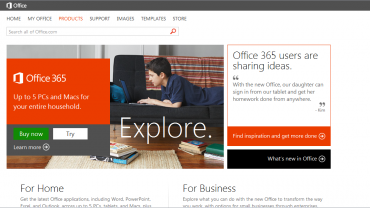 <p>Americký web Microsoftu láká na předplatné Office 365</p>