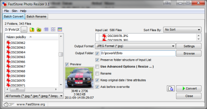 FastStone Photo Resizer zmenší a přejmenuje fotografie