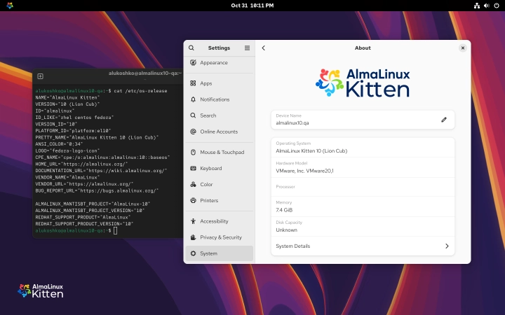 AlmaLinux OS "Kitten"