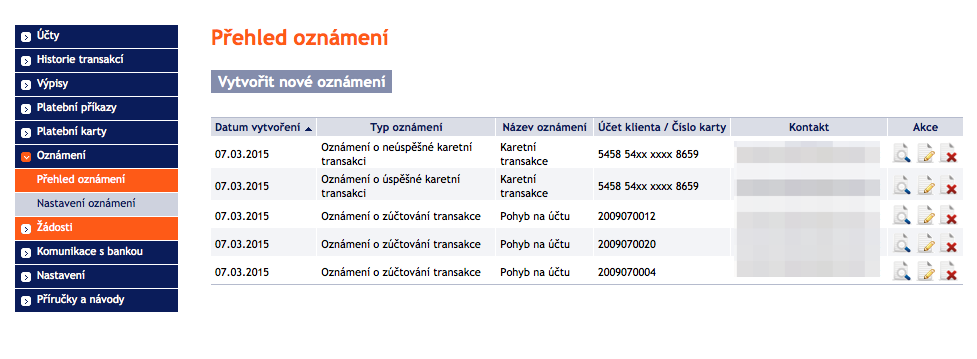 Internetové bankovnictví PPF banky.
