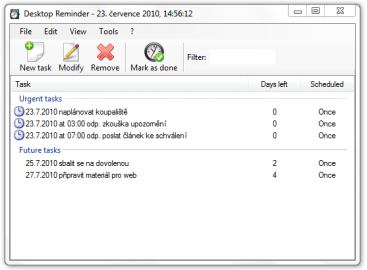 <p>Seznam naplánovaných úkolů</p>