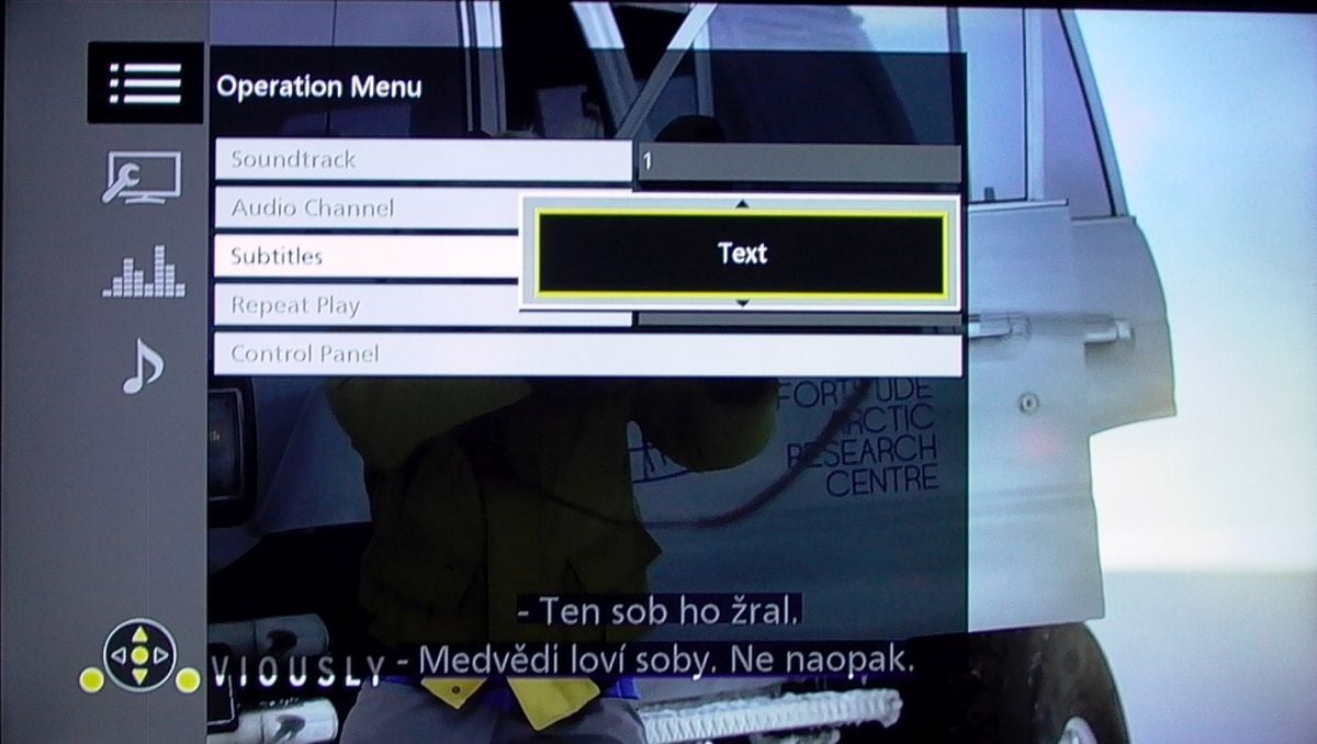 Panasonic DMP-UB700 – menu Option