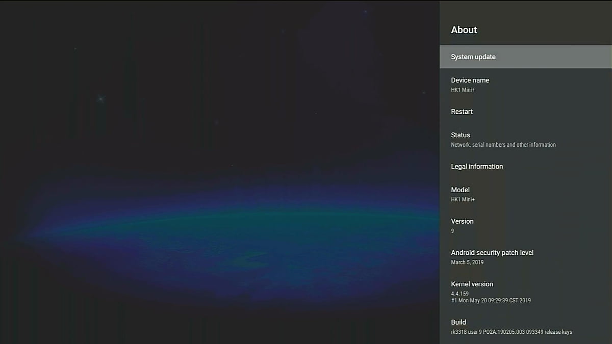 Uživatelské prostředí HK1 Mini+ s čipsetem Rockchip 3318