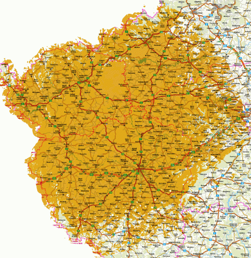 Autor: České radiokomunikace Orientační pokrytí televizním signálem z vysílače Krašov (DVB-T2 Multiplex 21)