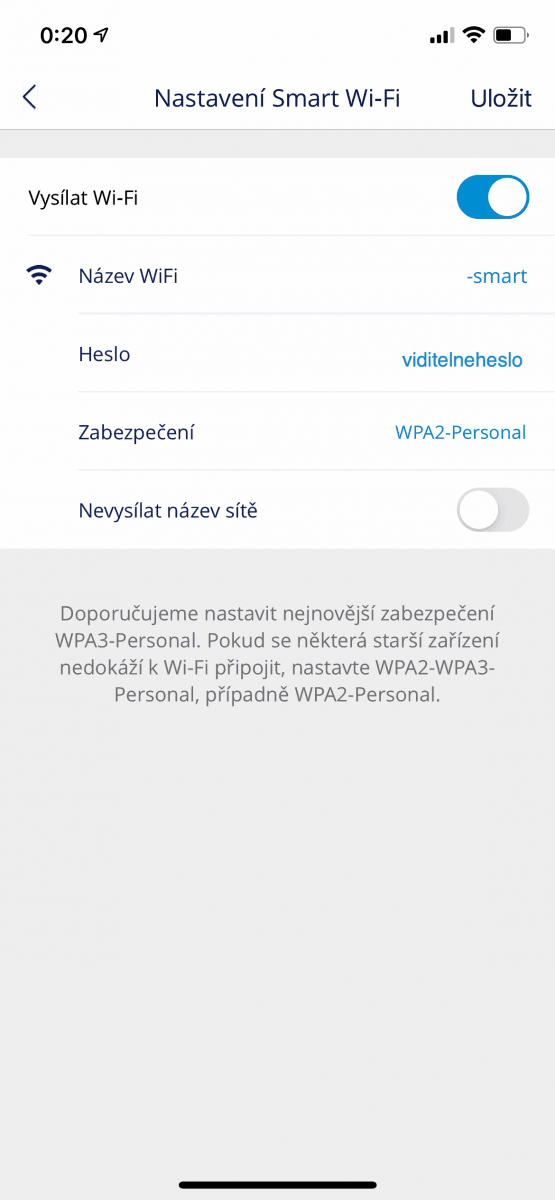 Mobilní aplikace pro ovládání O₂ Smart Boxu