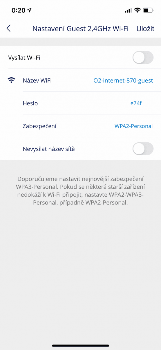Mobilní aplikace pro ovládání O₂ Smart Boxu