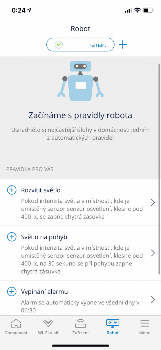 Mobilní aplikace pro ovládání O₂ Smart Boxu