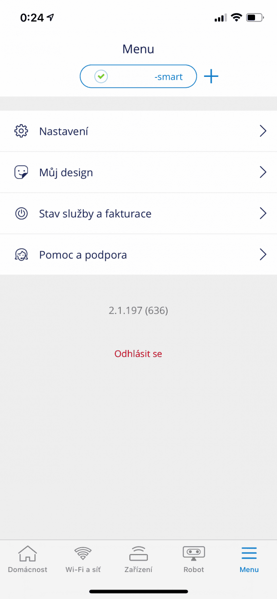 Mobilní aplikace pro ovládání O₂ Smart Boxu
