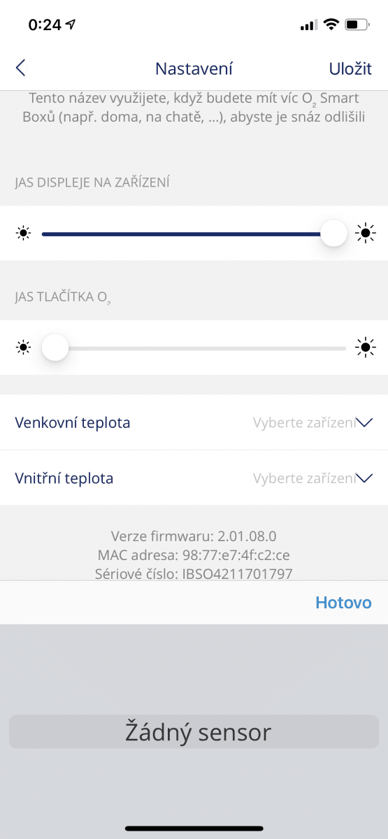 Mobilní aplikace pro ovládání O₂ Smart Boxu