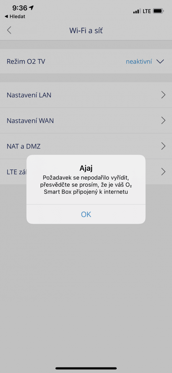 Mobilní aplikace pro ovládání O₂ Smart Boxu
